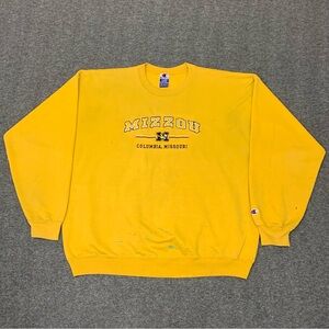 Vintage 90s Champion University of Missouri Mizzou Tigers‎ Yellow Sweatshirt XL